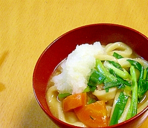 生姜と大根おろしたっぷりの味噌鍋焼きうどん