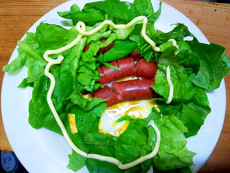 ウインナ卵のレンジ焼きサラダ菜添