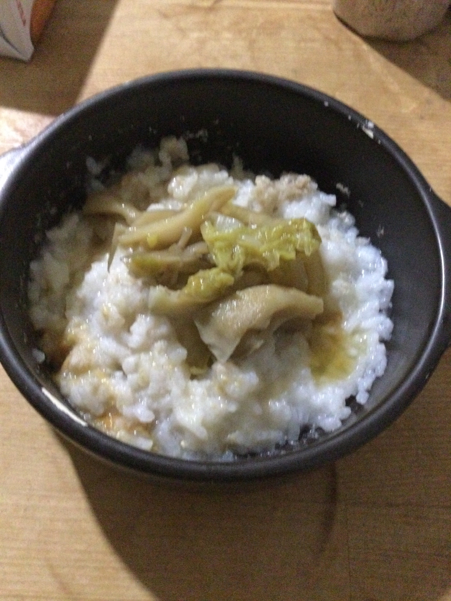 舞茸白菜乗せ♡そば粉味噌入りご飯♪