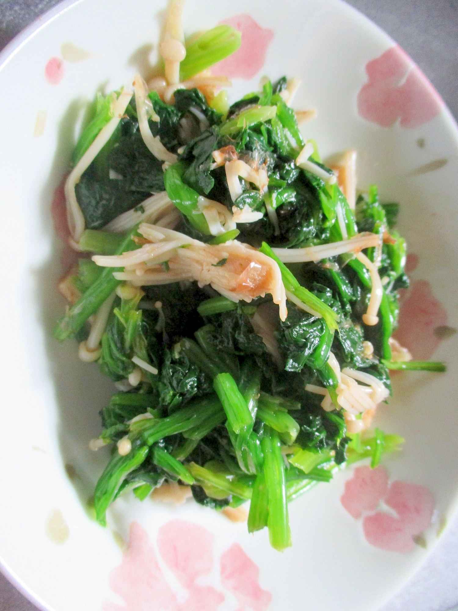 ほうれん草とエノキのレモン醤油おかか和え