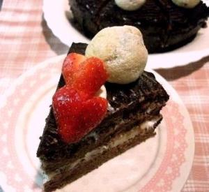 ハートいちごのチョコレートケーキ**