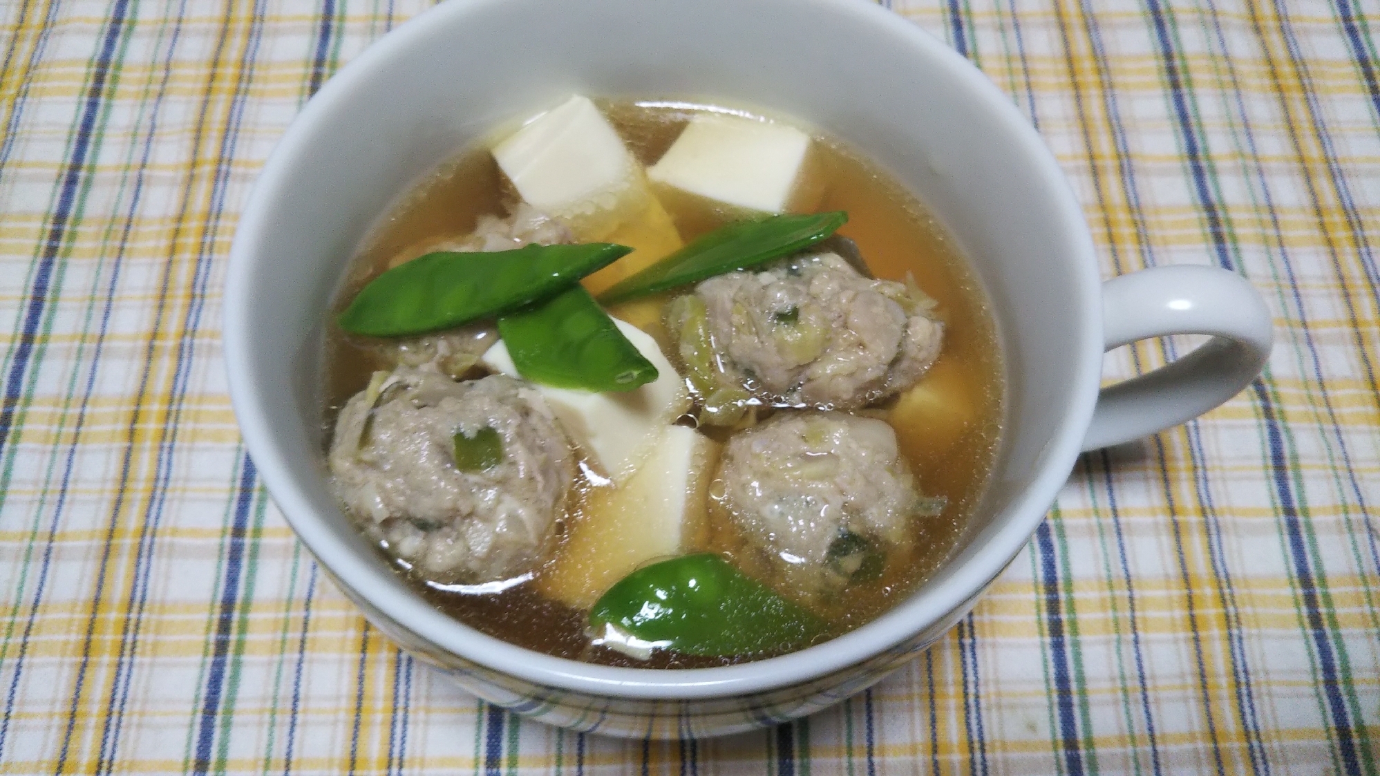 鶏挽き肉の肉団子と豆腐のスープ☆