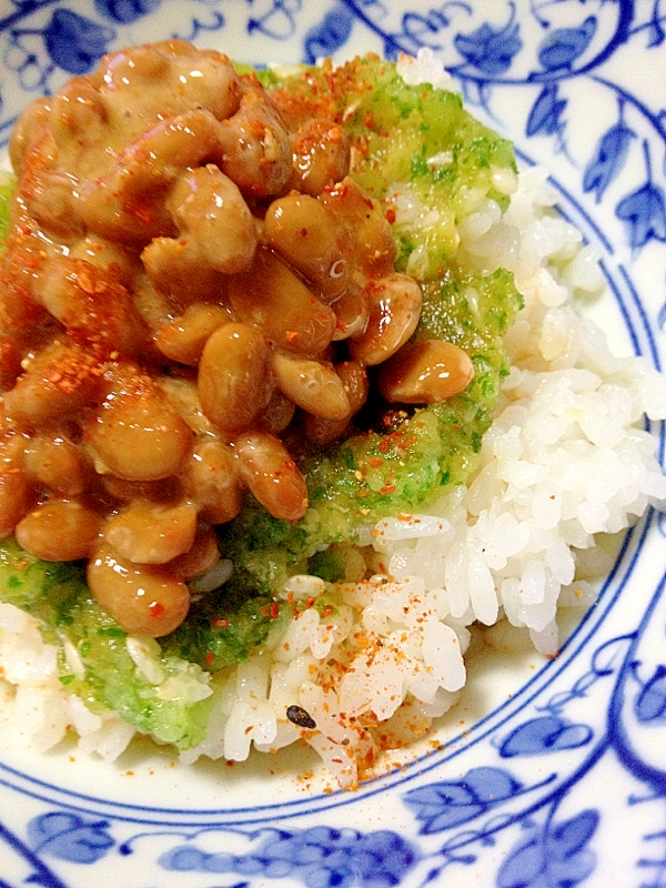 すりおろし胡瓜のピリ辛納豆丼