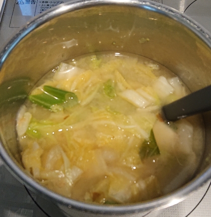 オレンジ白菜と長ネギの味噌汁