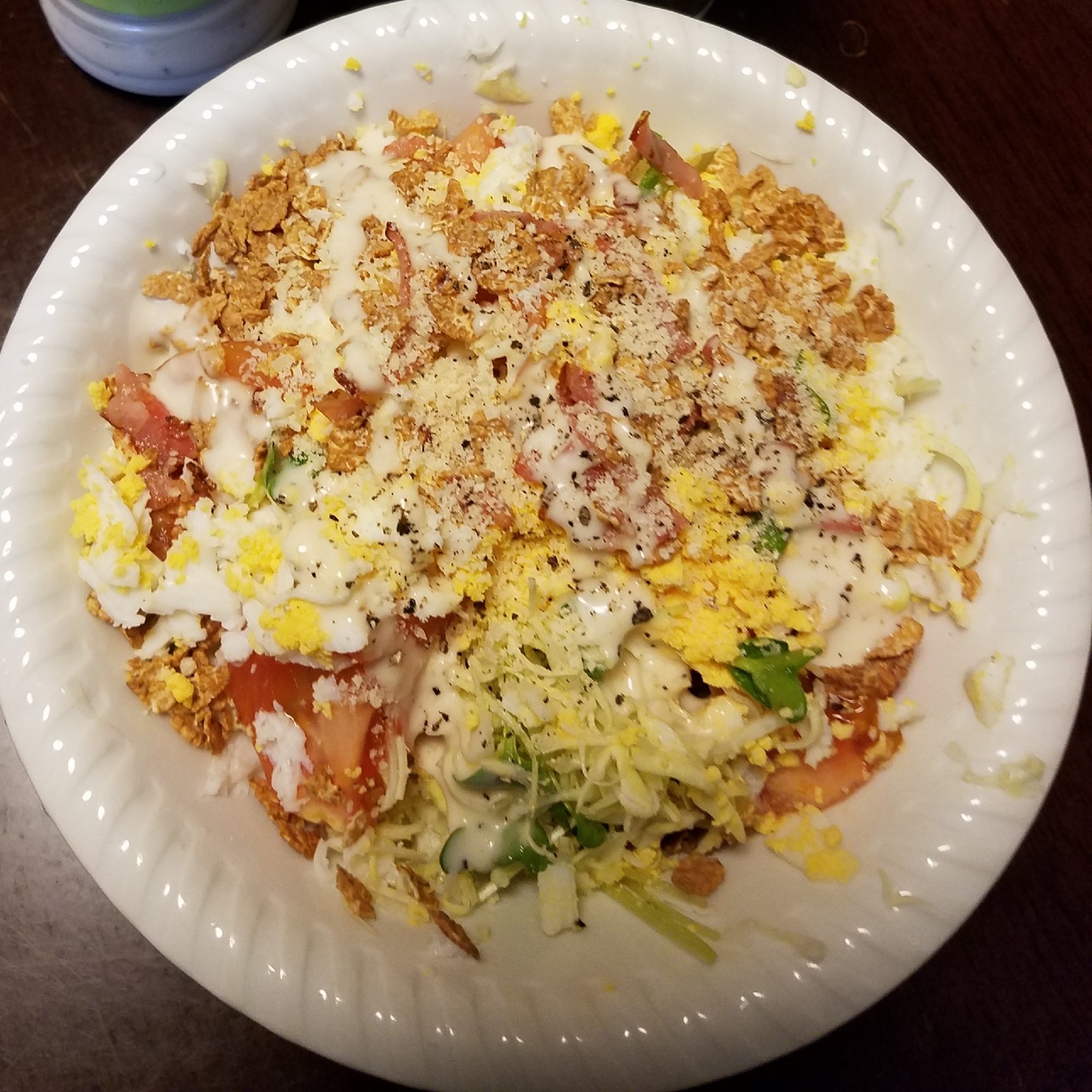 【糖質オフ】もち麦&ベーコン&玉子のシーザーサラダ