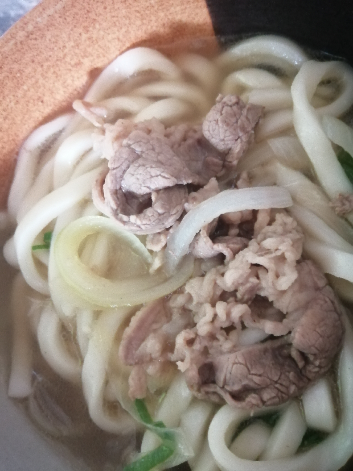 牛肉と玉ねぎの白ダシ肉うどん