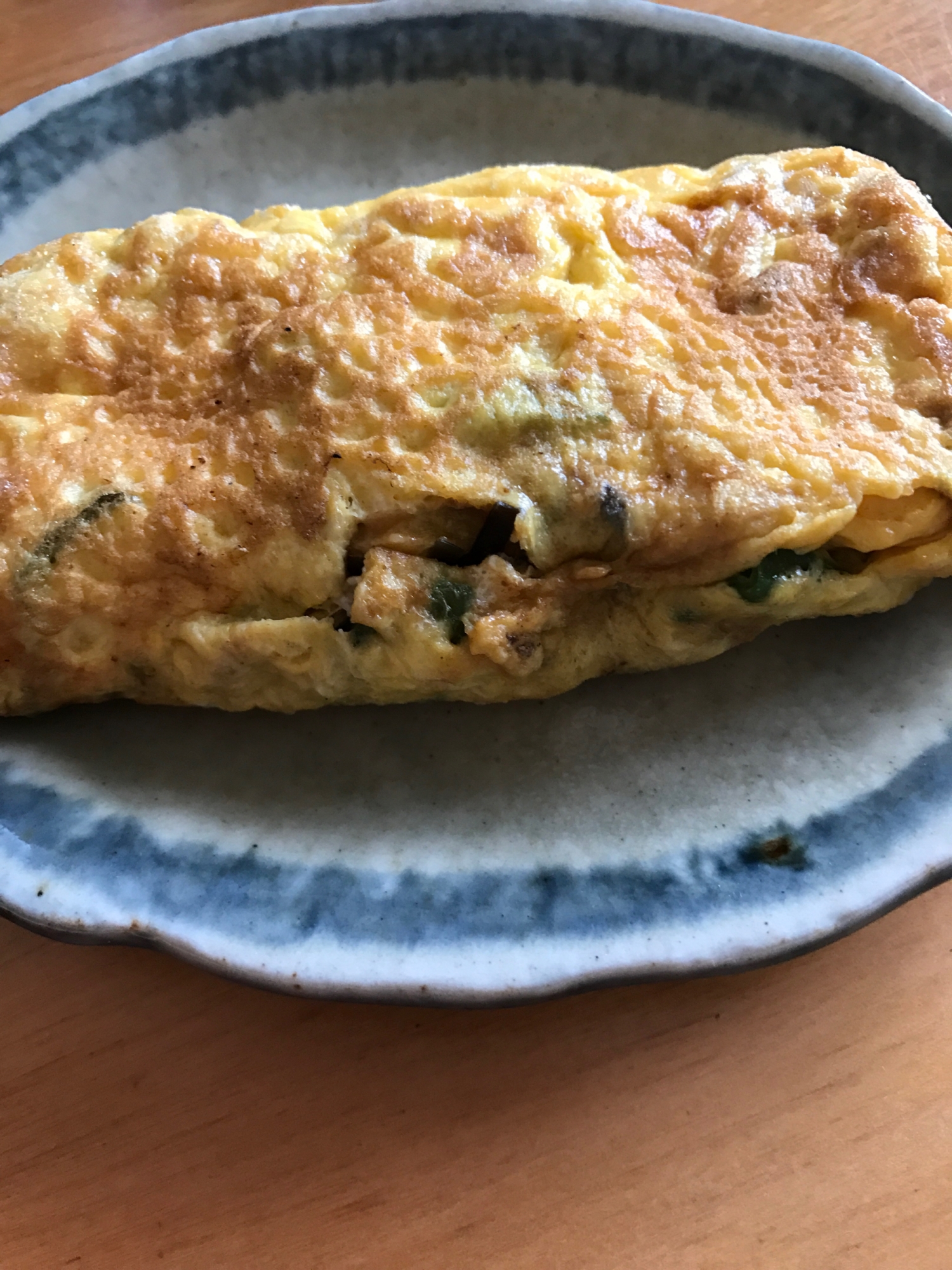 ピーマンと昆布の佃煮の卵焼き