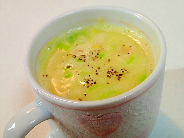 ハムと白葱と生姜のコ一ンスープ