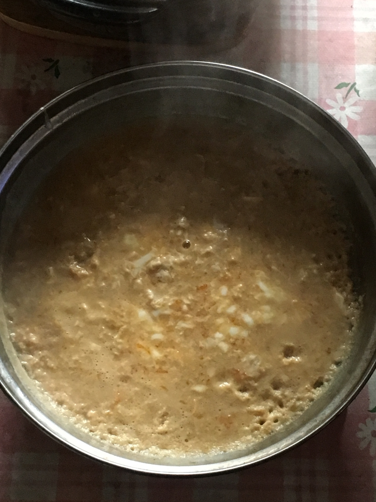 干し椎茸の出汁、昆布出汁、合わせ味噌で卵味噌