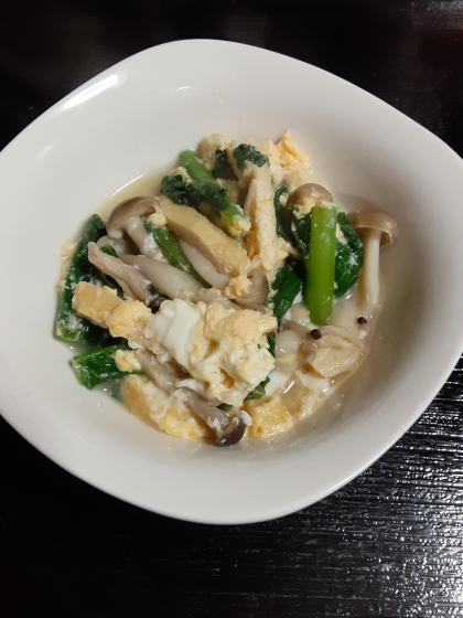 油揚げと小松菜の卵とじ