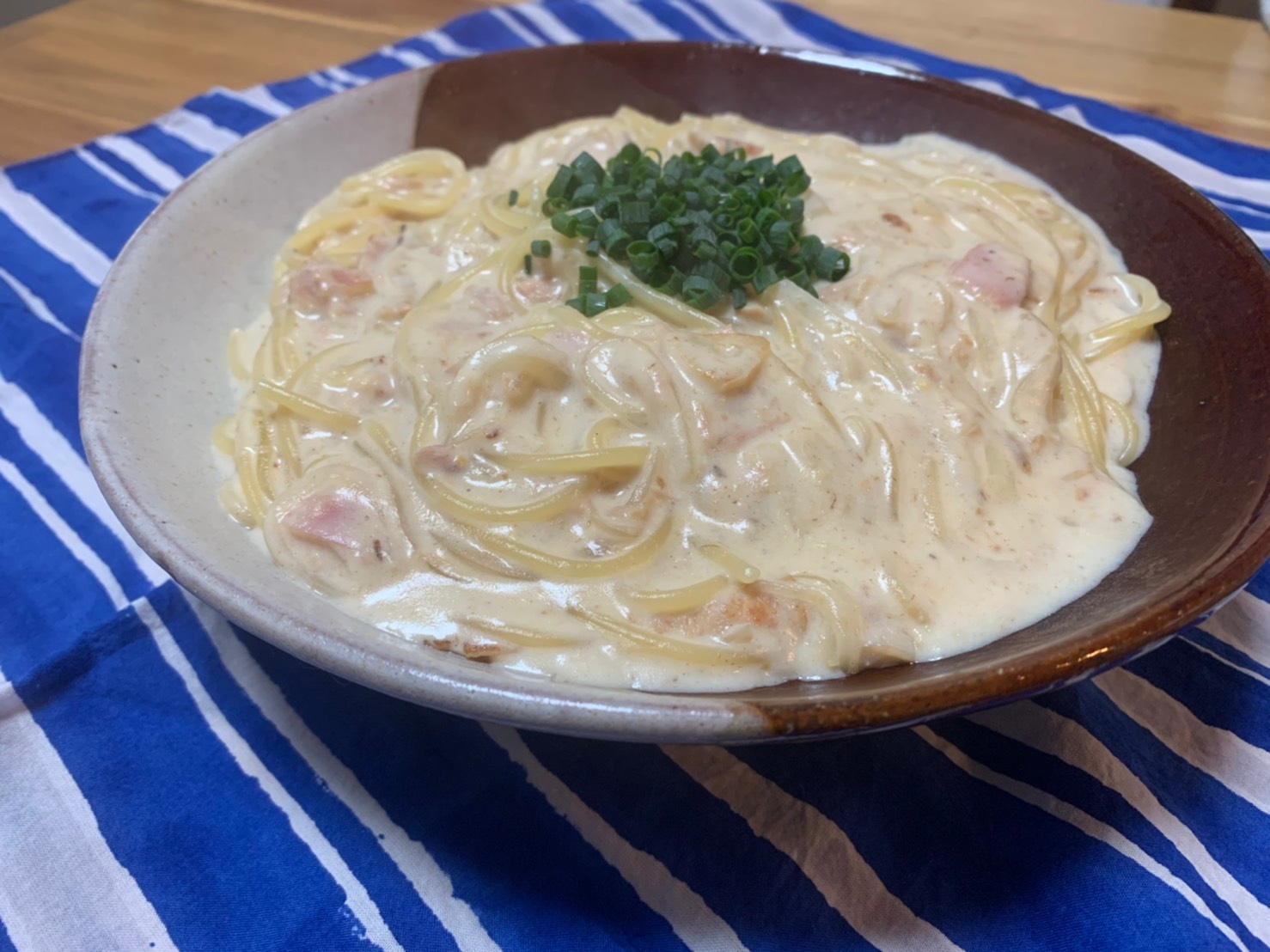 ツナとベーコンの油だけで作るクリームパスタ