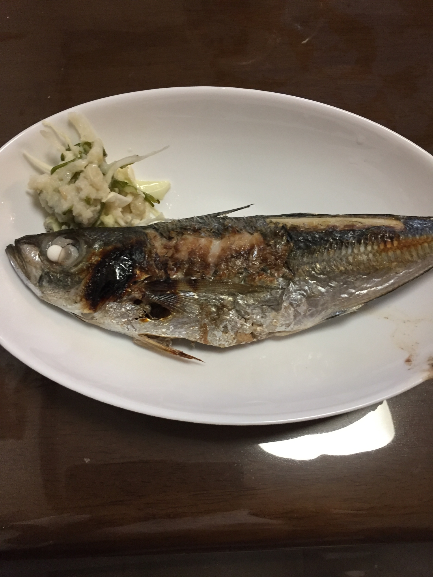 鯵の塩焼きとさっぱり野菜ポテトサラダ添え