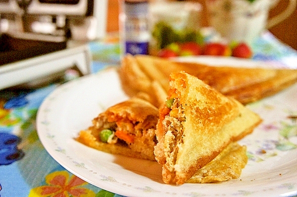 冷凍ハンバーグ&ナツメグde手軽にホットサンド