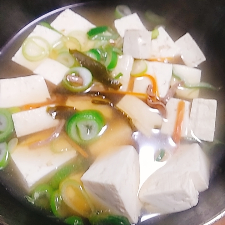 松前漬け　豆腐　ネギのスープ