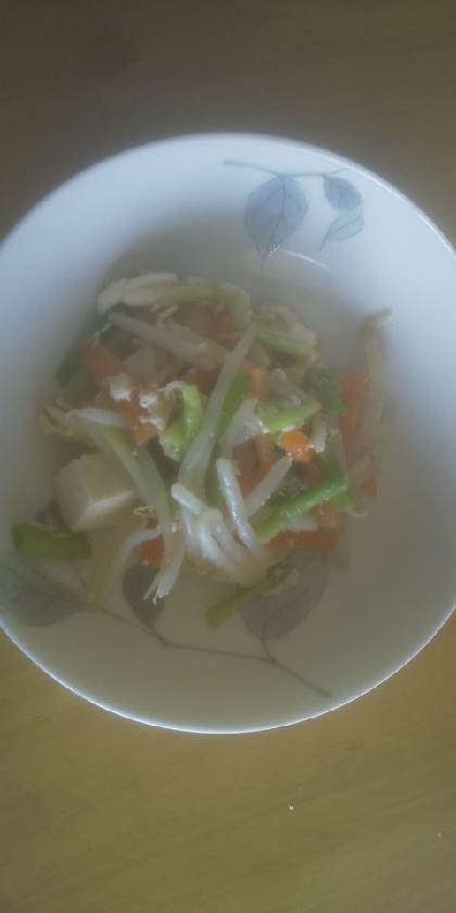 残り野菜も添えてカラフルに。調味料がうまうまでとても美味しかったです！