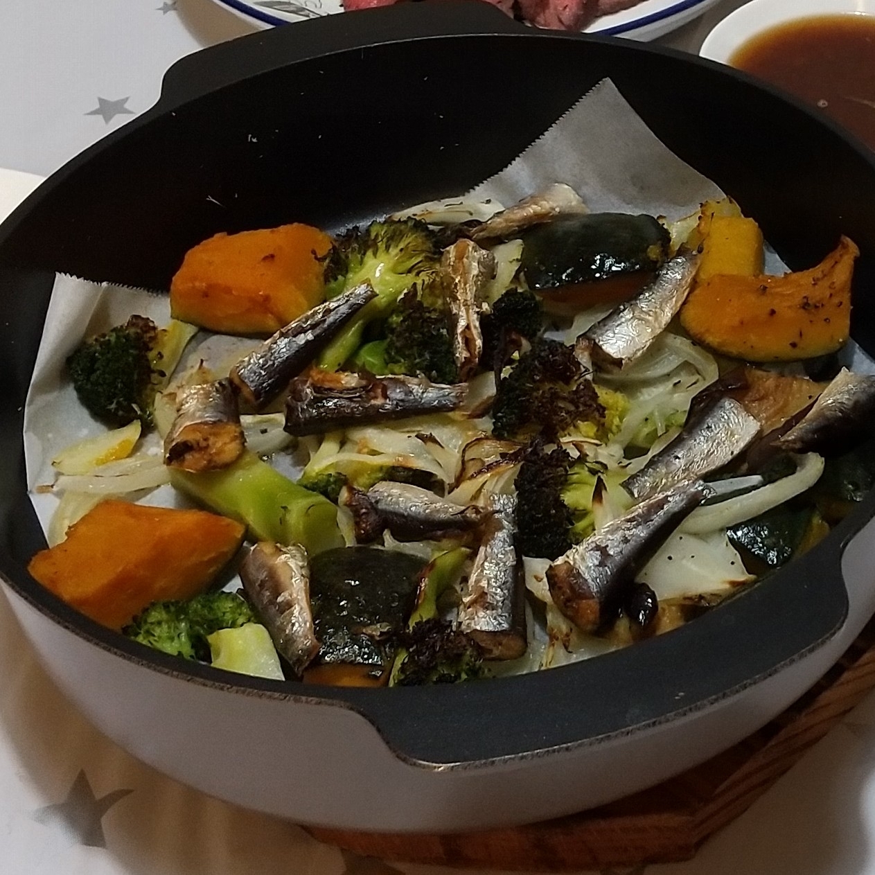 【ヘルシオ調理】オイルサーディンと野菜焼き