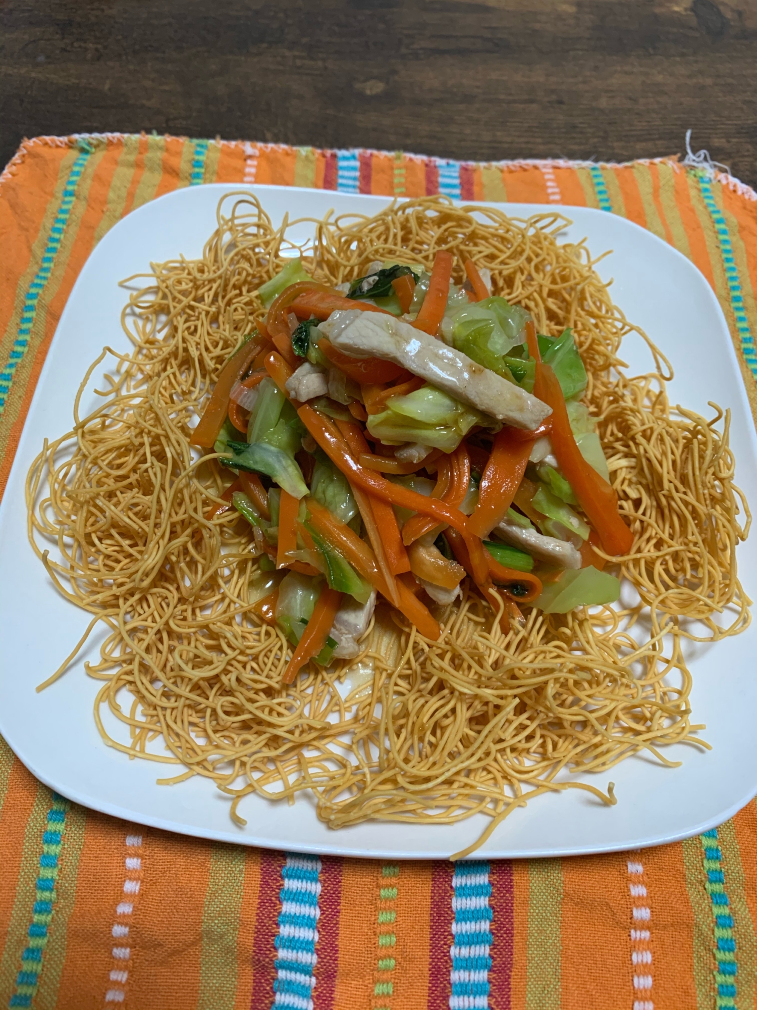 野菜あんかけかた焼きそば➕野菜あんかけうどん