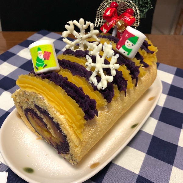 2色のさつまいもあん ロールケーキ レシピ 作り方 By パン職人 楽天レシピ 2色のさつまいもあん ロールケーキ レシピ 作り方 By パン職人 楽天レシピ