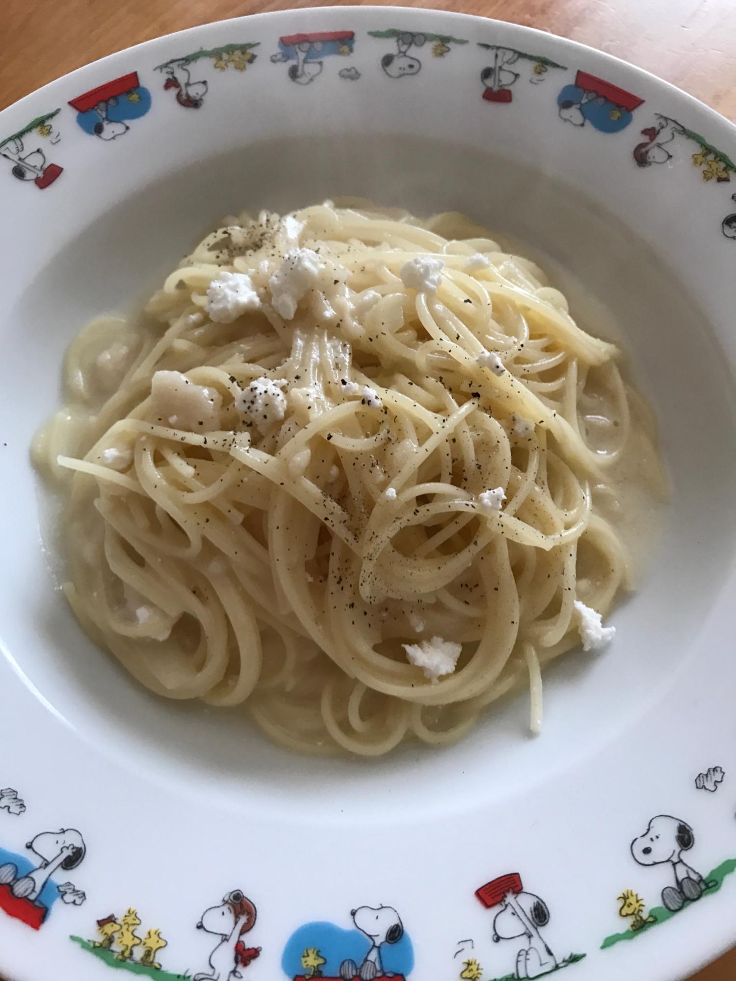 カッテージチーズとシチューのパスタ