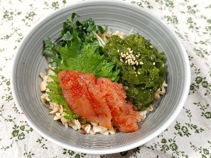 ネバネバが美味しい♡明太子とめかぶのオートミール丼