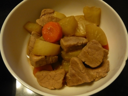 保温鍋で作る豚肉と大根の煮物