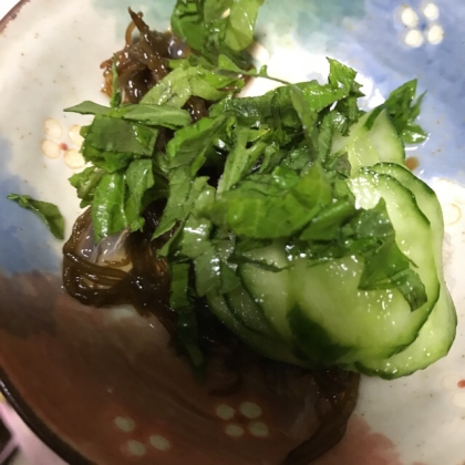 キュウリともずくの酢の物