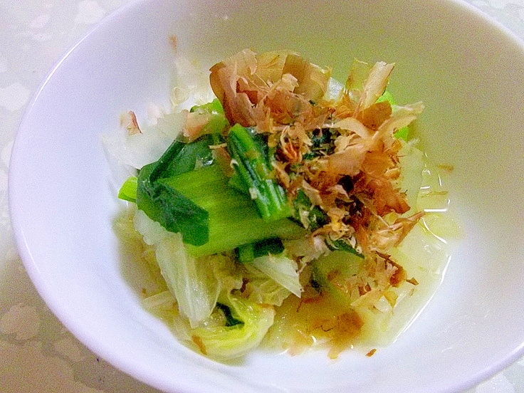 レンジで簡単♪小松菜と白菜の煮びたし