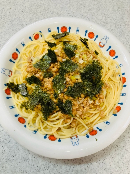 ゴマ油香る☆ひきわり納豆パスタ