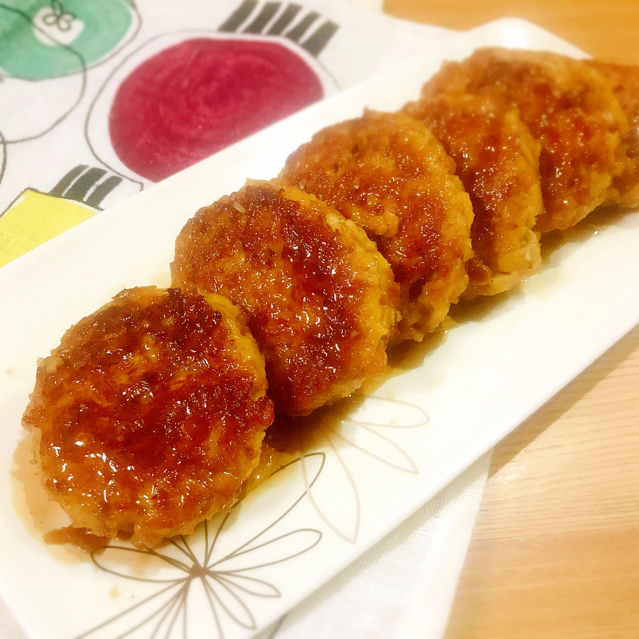 えのき茸どっさり！大豆ミートの照り焼きハンバーグ