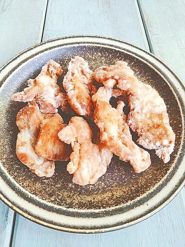 鶏もも肉のスライス唐揚げ