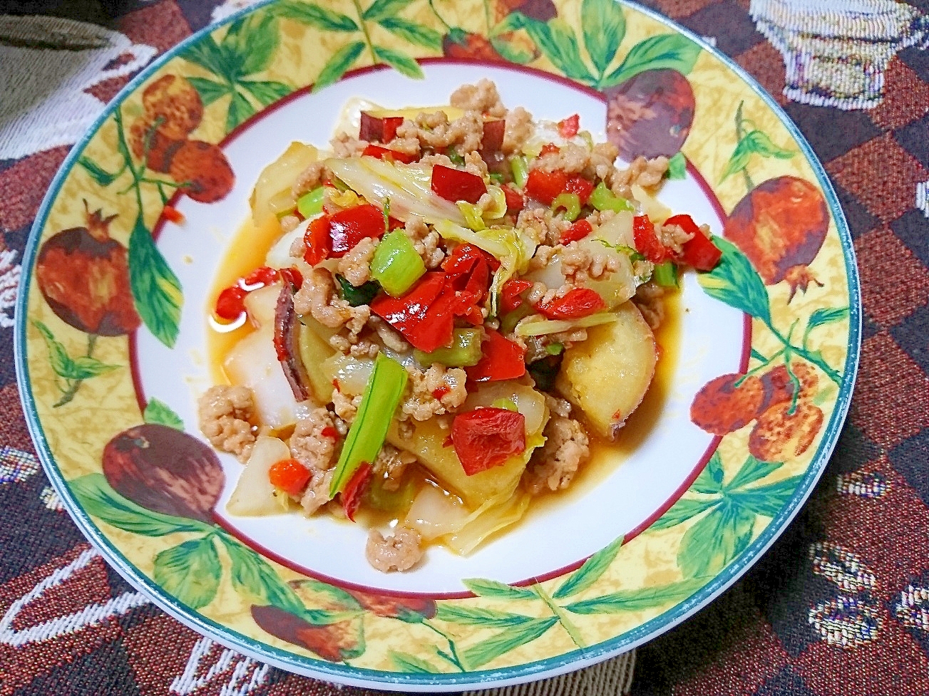 豚ひき肉と野菜炒め