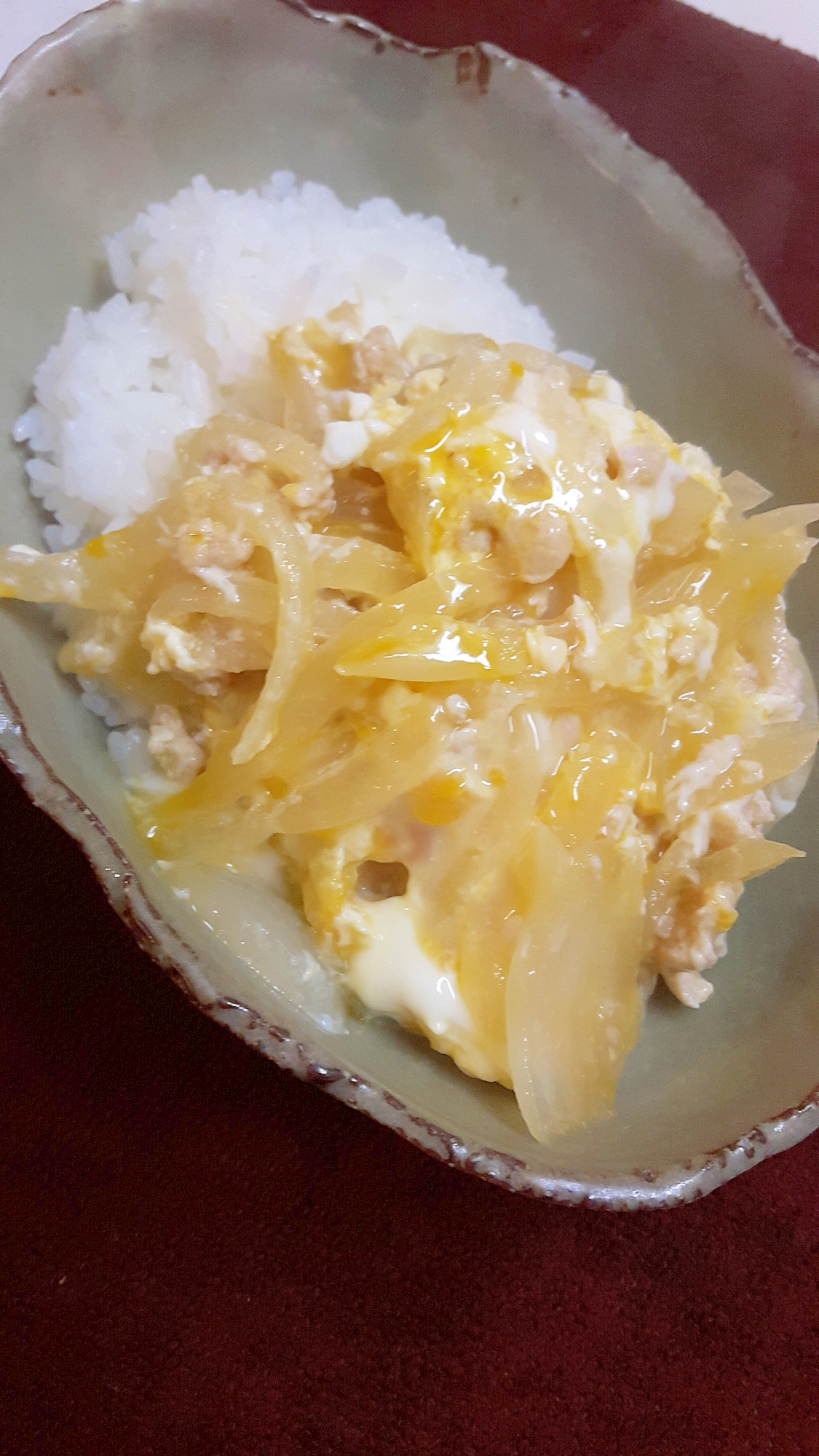 ほっこり優しい！(^^)鶏ひき肉のふわトロ親子丼♪