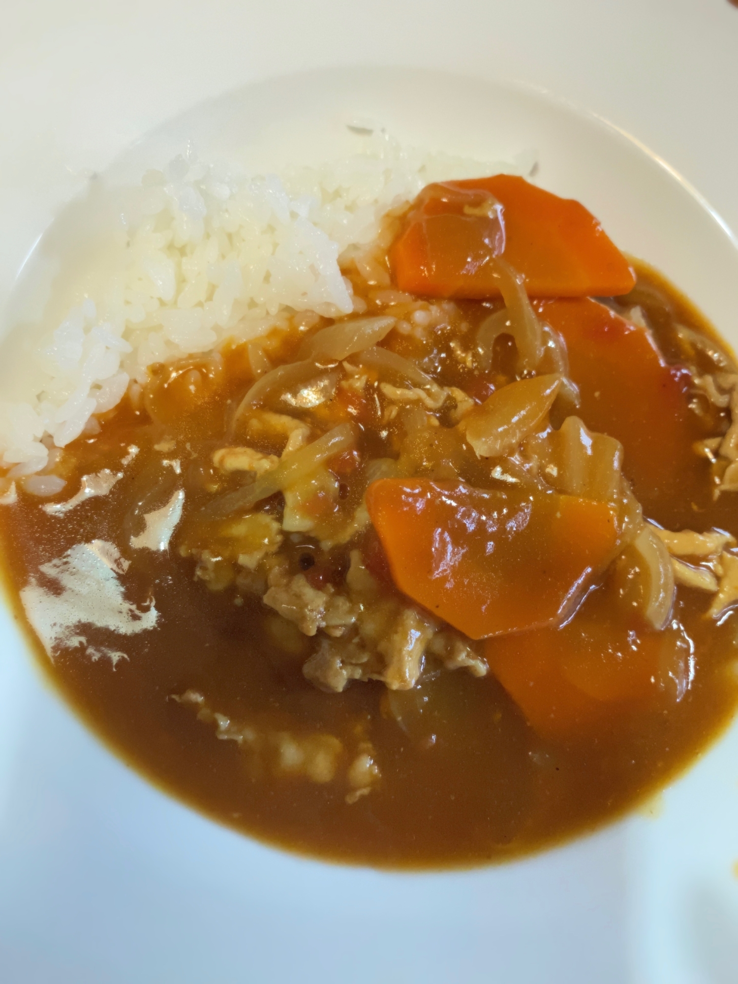 トマト缶入り豚肉のカレーライス(*´꒳`*)