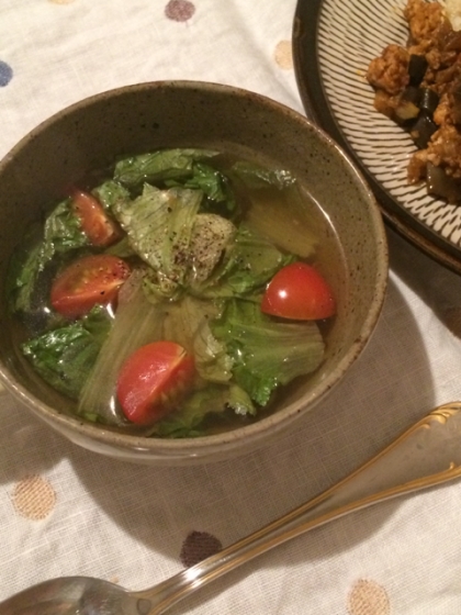 簡単でうまい！ミニトマトとレタスの中華スープ