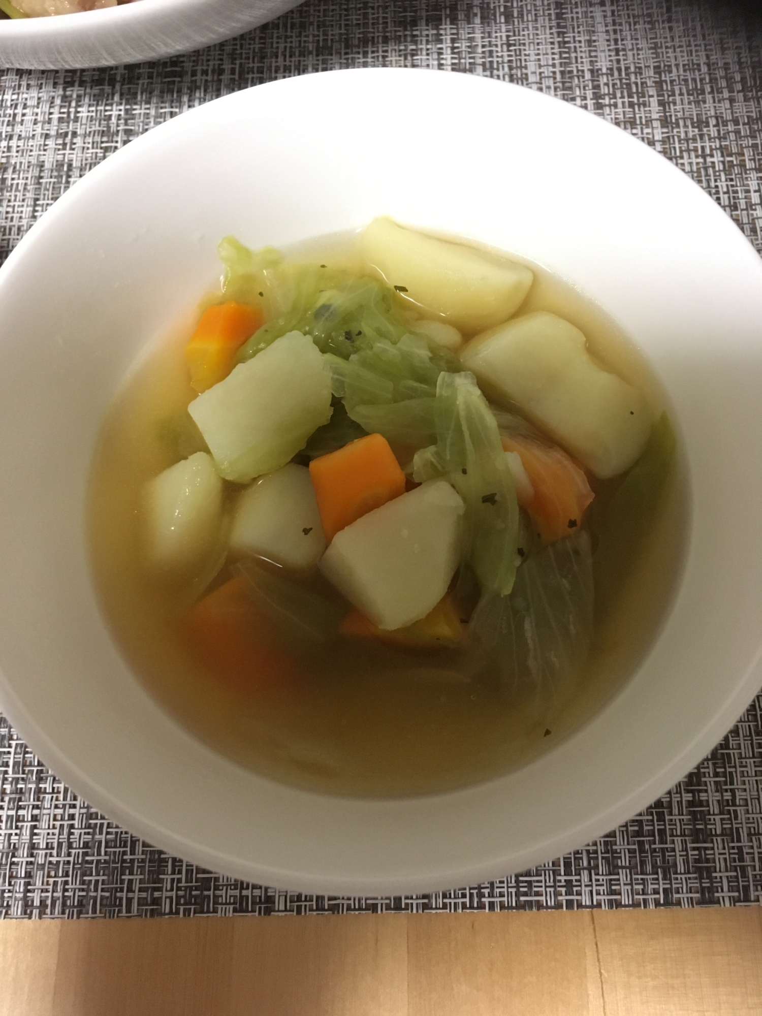 野菜たっぷりコンソメスープ〜バジル風味〜
