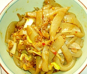 こんやくの漬け物炒め