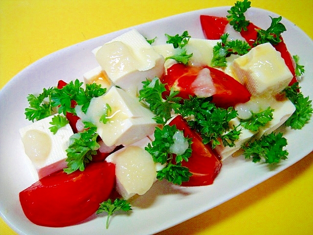 豆腐とトマトパセリの塩麹サラダ