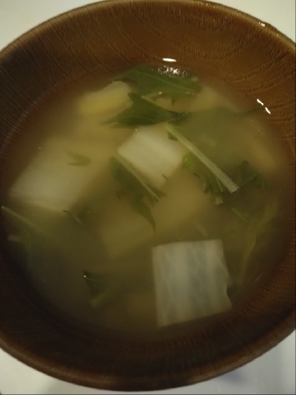 白菜と水菜の味噌汁