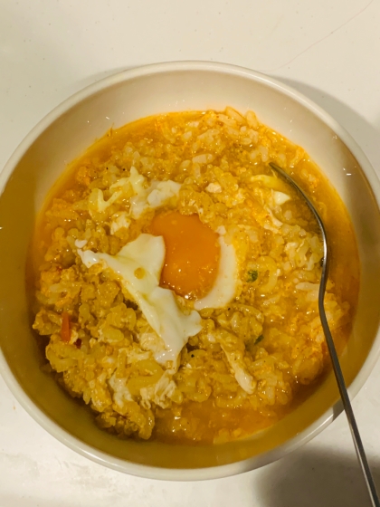 辛ラーメンの残り汁で作る☆月見チーズリゾット風