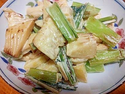 筍と　小松菜の　マヨポン炒め