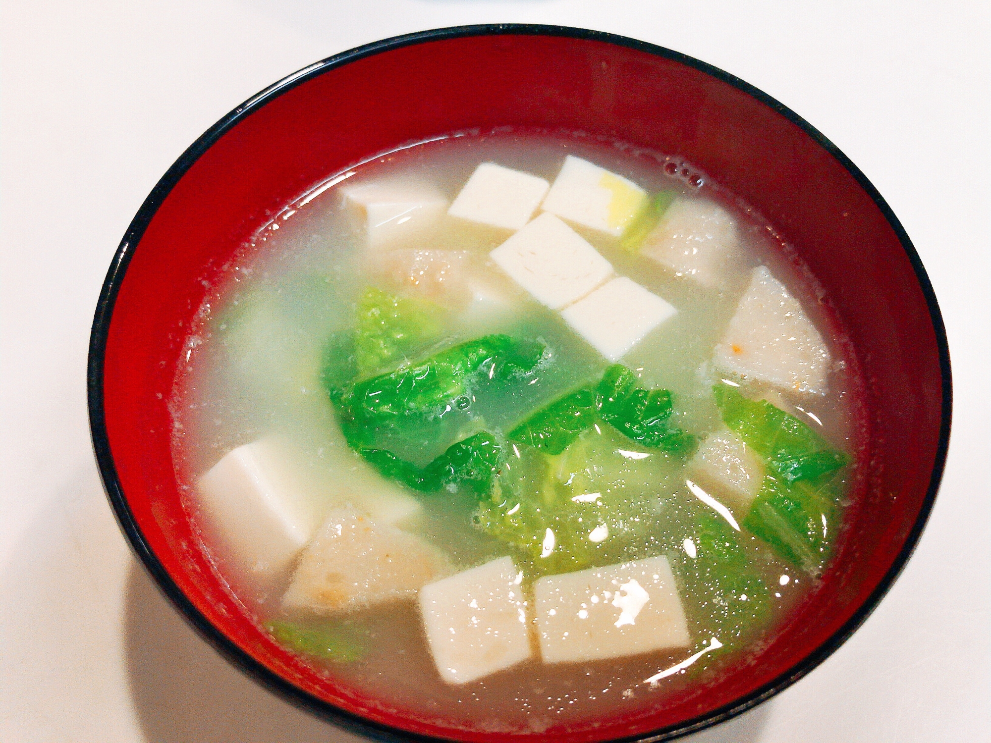 美味しい具沢山☆白菜とつみれと豆腐の中華スープ