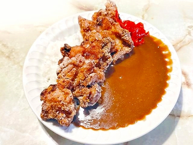 業スーのレトルトカレーで!盛り盛りザンギカレー♪