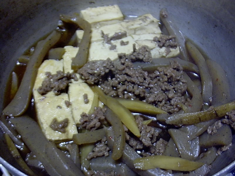 ひき肉ｔｐ豆腐の炊き合わせ