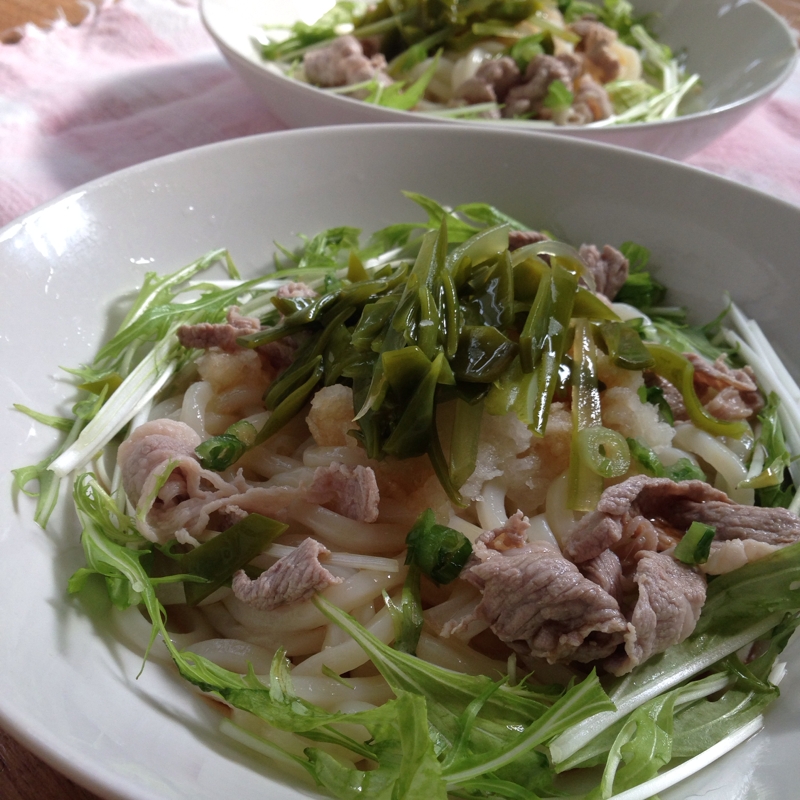 めかぶde豚しゃぶ冷うどん♪