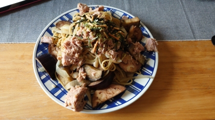 ナスの和風簡単パスタ♪バター醤油が旨！♪