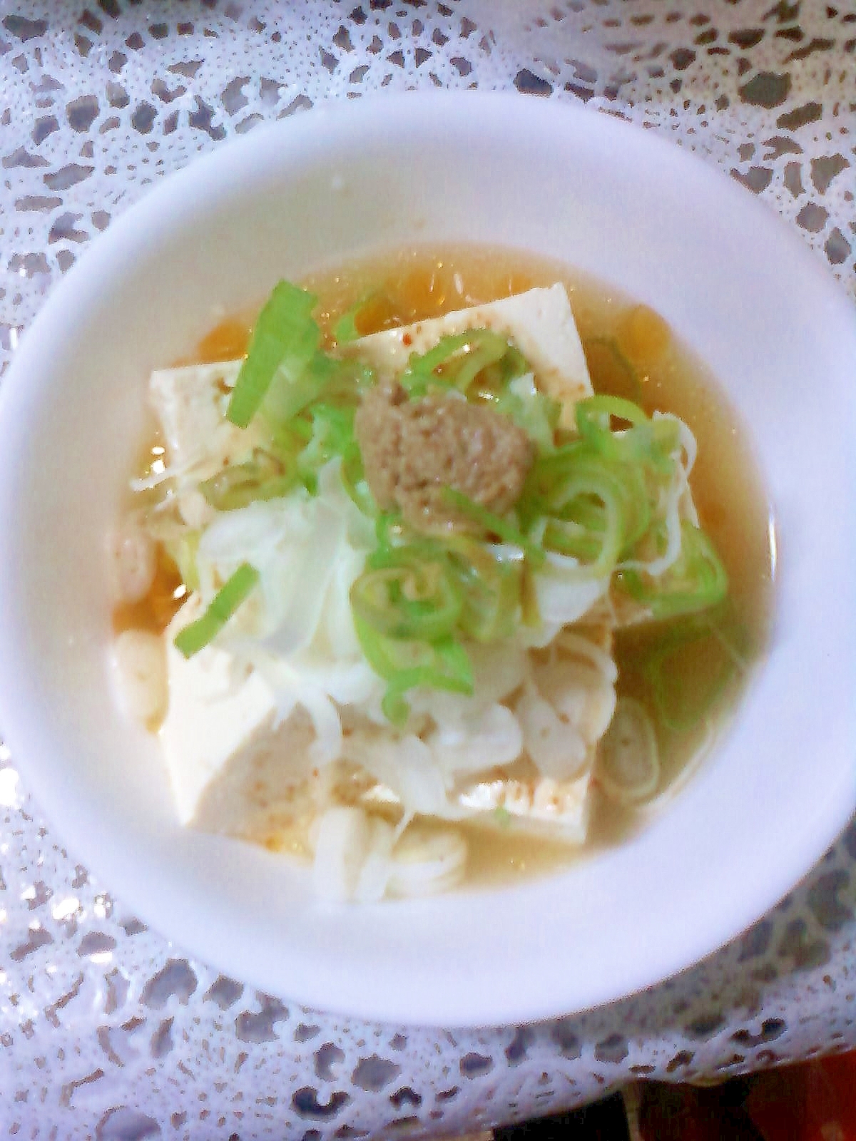 .:♪*:ちょいピリ辛　豆腐と肉団子スープ.:♪*
