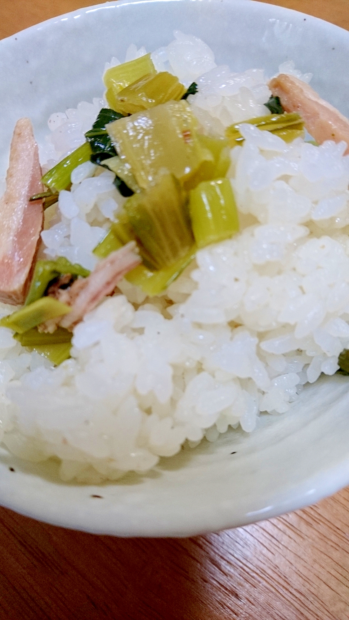 小松菜とベーコンの混ぜご飯