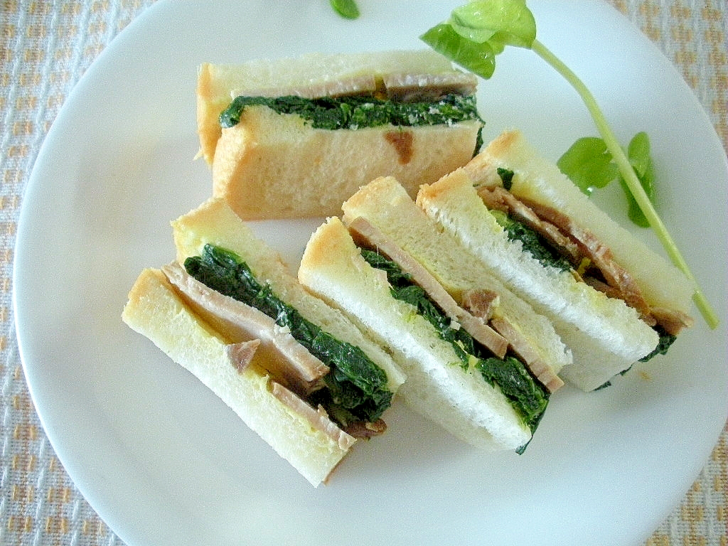 ほうれん草と煮豚のサンドイッチ レシピ 作り方 By Kojarin7 楽天レシピ ほうれん草と煮豚のサンドイッチ レシピ 作り方 By Kojarin7 楽天レシピ