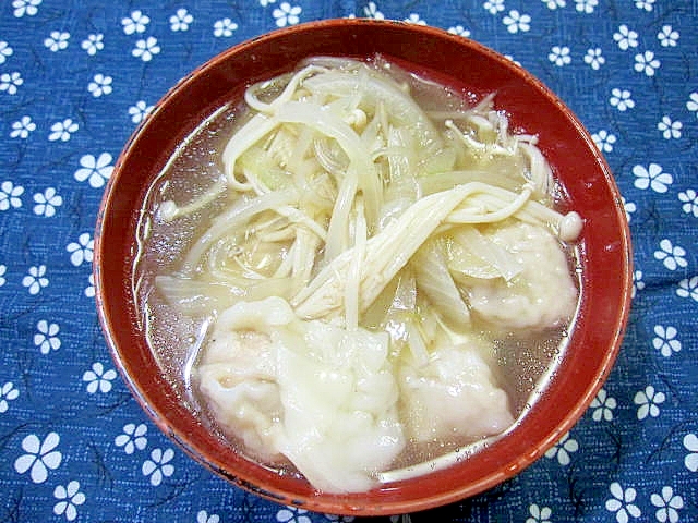 ワンタンとえのき入り春雨スープ