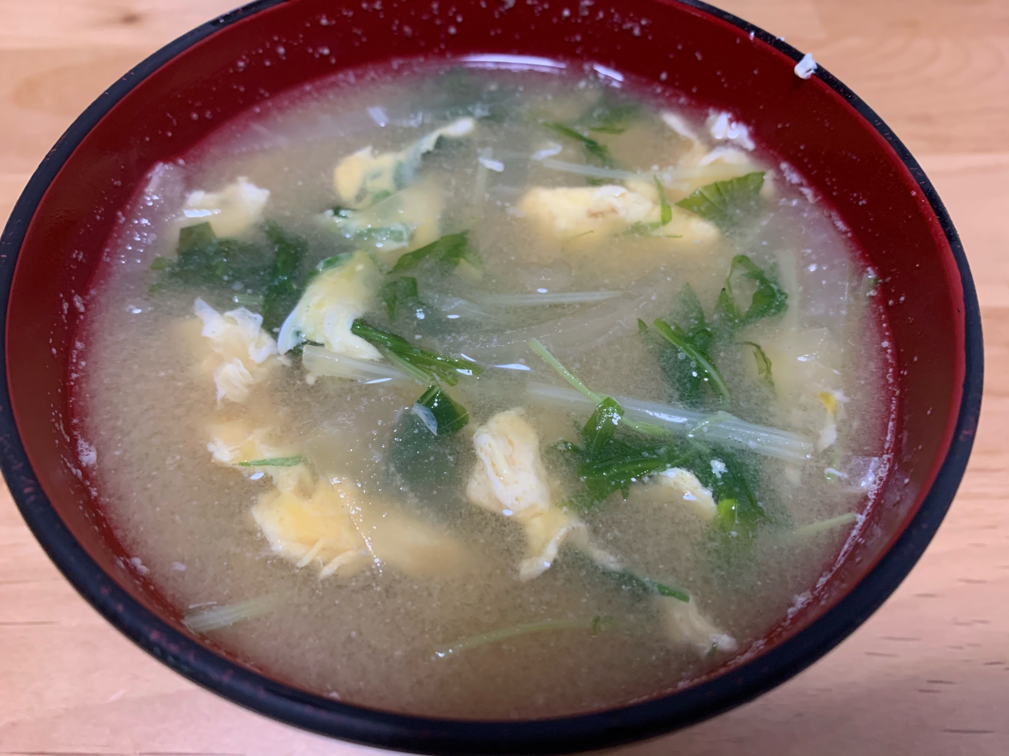 大根と水菜と卵のお味噌汁